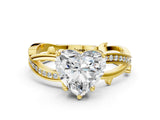Yellow gold Heart Solitaire Twist Band with Pavé Accents and Four-Prong Setting_22