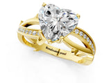 Yellow gold Heart Solitaire Twist Band with Pavé Accents and Four-Prong Setting_23