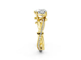 Yellow gold Heart Solitaire Twist Band with Pavé Accents and Four-Prong Setting_24