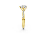 Yellow gold Heart Solitaire Twist Band with Pavé Diamonds and Four-Prong Setting_59