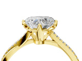 Yellow gold Heart Solitaire Twist Band with Pavé Diamonds and Four-Prong Setting_61