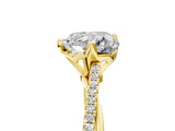 Yellow gold Heart Solitaire Twist Band with Pavé Diamonds and Four-Prong Setting_62
