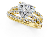 Yellow gold Heart Solitaire Twist Band with Pavé Setting and Four-Prong Setting_127