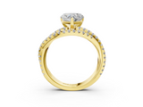 Yellow gold Heart Solitaire Twist Band with Pavé Setting and Four-Prong Setting_129