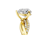 Yellow gold Heart Solitaire Twist Band with Pave Prong Setting_54