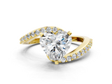 Yellow gold Heart Solitaire Twist Band with Pave Set Diamonds and Four-Prong Setting_93