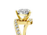 Yellow gold Heart Solitaire Twist Band with Pave Set Diamonds and Four-Prong Setting_98