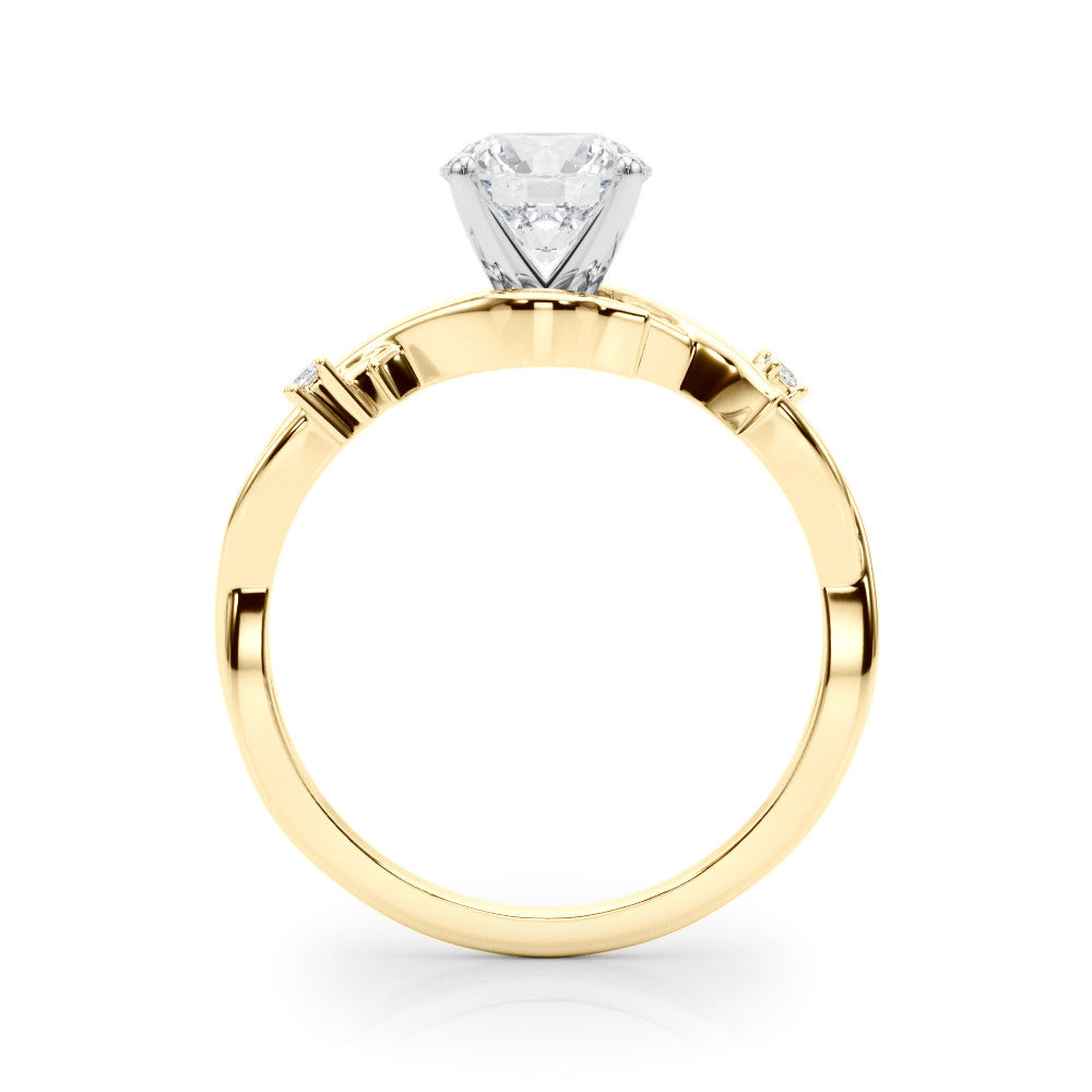 Yellow gold Heart Solitaire Twisted Band Prong Setting Ring 1