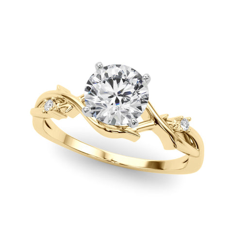 Yellow gold Heart Solitaire Twisted Band Prong Setting Ring 2