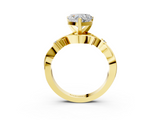 Yellow gold Heart Solitaire Twisted Band Prong Setting Ring_188