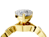 Yellow gold Heart Solitaire Twisted Band Prong Setting Ring_189