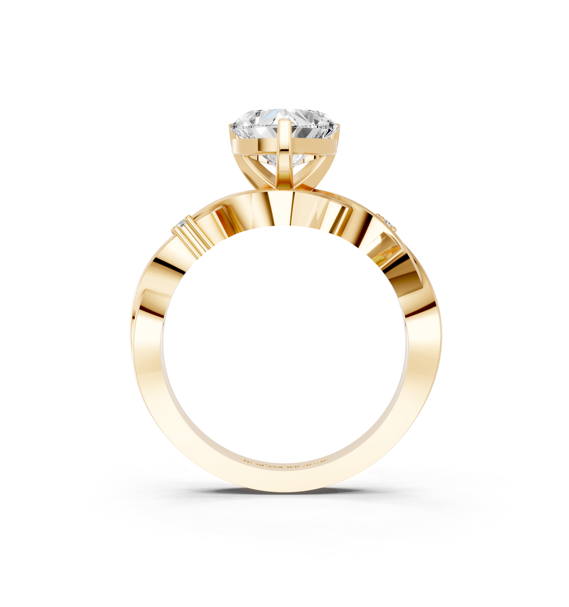 Yellow gold Heart Solitaire Twisted Band Prong Setting Ring_20