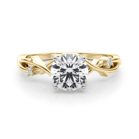 Yellow gold Heart Solitaire Twisted Band Prong Setting Ring