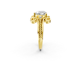 Yellow gold Heart Solitaire Twisted Band Scroll Prong Ring_5