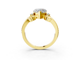 Yellow gold Heart Solitaire Twisted Band Scroll Prong Ring_6