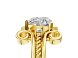 Yellow gold Heart Solitaire Twisted Band Scroll Prong Ring_8