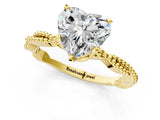 Yellow gold Heart Solitaire Twisted Band with Bead Prong Setting_302