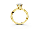 Yellow gold Heart Solitaire Twisted Band with Bead Prong Setting_304