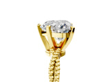 Yellow gold Heart Solitaire Twisted Band with Bead Prong Setting_306
