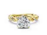 Yellow gold Heart Solitaire Twisted Band with Pavé Accents and Four-Prong Setting_17