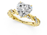 Yellow gold Heart Solitaire Twisted Band with Pavé Accents and Four-Prong Setting_18