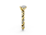 Yellow gold Heart Solitaire Twisted Band with Pavé Accents and Four-Prong Setting_19