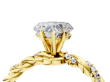 Yellow gold Heart Solitaire Twisted Band with Pavé Accents and Four-Prong Setting_21