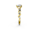 Yellow gold Heart Solitaire Twisted Band with Prong Setting 2
