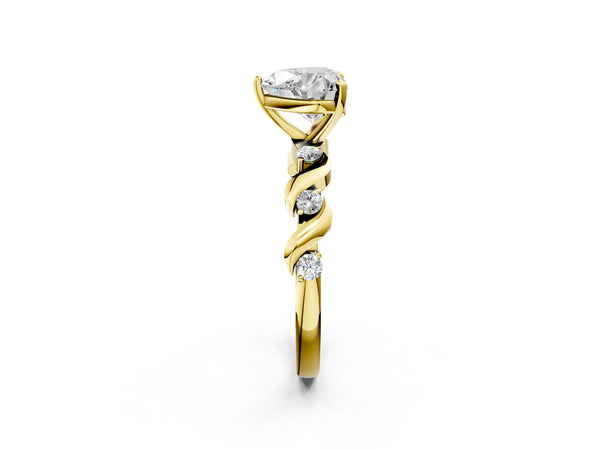 Yellow gold Heart Solitaire Twisted Band with Prong Setting