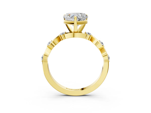 Yellow gold Heart Solitaire Twisted Band with Prong Setting