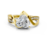 Yellow gold Heart Solitaire Twisted Band with Prong Setting_19