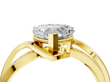 Yellow gold Heart Solitaire Twisted Band with Prong Setting_23