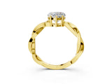 Yellow gold Heart Solitaire Twisted Pave Diamond Ring with Four-Prong Setting_105