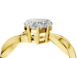Yellow gold Heart Solitaire Twisted Pave Diamond Ring with Four-Prong Setting_106