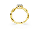 Yellow gold Heart Solitaire Twisted Pave Diamond Ring with Four-Prong Setting_15