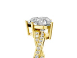 Yellow gold Heart Solitaire Twisted Pave Diamond Ring with Four-Prong Setting_17