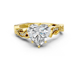 Yellow gold Heart Solitaire Vine Band with Milgrain Prong Setting_28