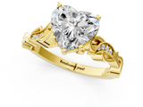 Yellow gold Heart Solitaire Vine Band with Milgrain Prong Setting_29