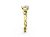 Yellow gold Heart Solitaire Vine Band with Milgrain Prong Setting_30