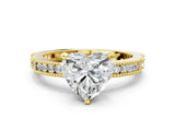 Yellow gold Heart Solitaire with Pavé Band and Four-Prong Setting_293