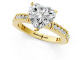 Yellow gold Heart Solitaire with Pavé Band and Four-Prong Setting_294
