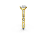 Yellow gold Heart Solitaire with Pavé Band and Four-Prong Setting_295