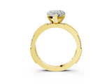 Yellow gold Heart Solitaire with Pavé Band and Four-Prong Setting_296