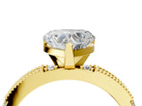 Yellow gold Heart Solitaire with Pavé Band and Four-Prong Setting_297