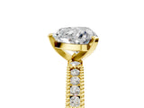 Yellow gold Heart Solitaire with Pavé Band and Four-Prong Setting_298