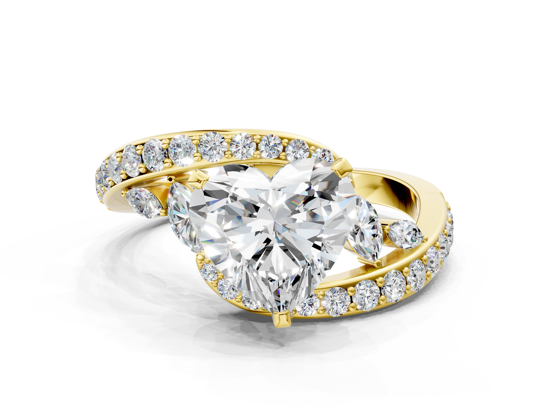 Yellow gold Heart Solitaire with Pavé Twist Band and Four-Prong Setting_76