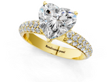 Yellow gold Heart Solitaire with Pave Band and Four-Prong Setting_5