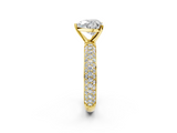 Yellow gold Heart Solitaire with Pave Band and Four-Prong Setting_6