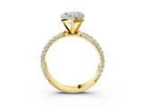 Yellow gold Heart Solitaire with Pave Band and Four-Prong Setting_7