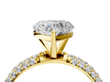 Yellow gold Heart Solitaire with Pave Band and Four-Prong Setting_8